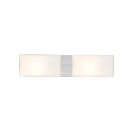 Besa Lighting Lido Vanity, Opal Matte, Chrome Finish, 2x9W LED 2WT-888607-LED-CR